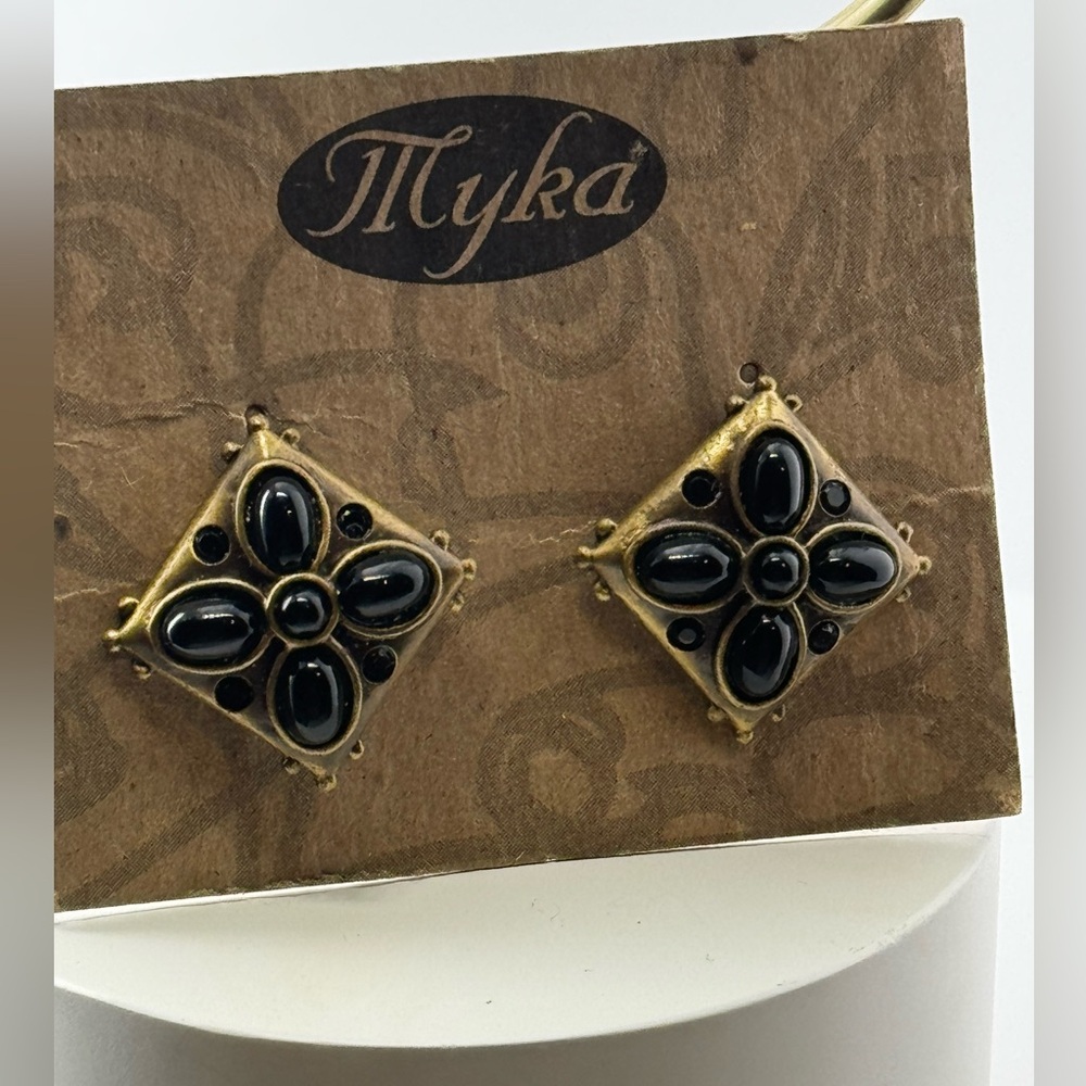 Myka Brass and black Earrings
